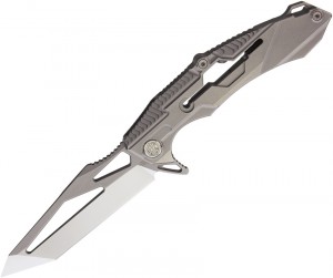 Rike Knives M1 Framelock Stonewash folding knife grey