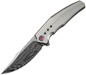 Taschenmesser WE Knife Kyklos | Damascus | Gray Titanium