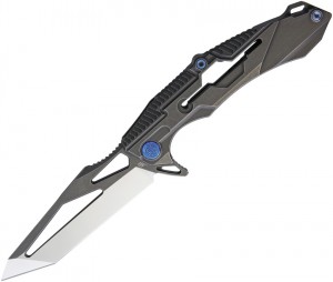 Rike Knives M1 Framelock Stonewash folding knife dark gray