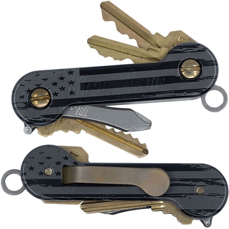 Cuchillo Ama de casa KeyBar Black and Gray Flag