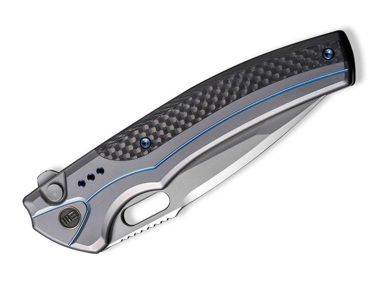 Cuchillo WE Knife Exciton Titanium CF Grey & Blue Ltd Cuchillo WE Knife Exciton Titanium CF Grey & Blue Ltd