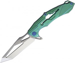 Rike Knives M1 Framelock Stonewash folding knife green