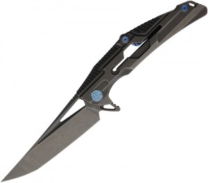 Rike Knives M1 Framelock Stonewash folding knife dark gray