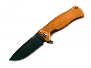 Lionsteel SR-11 Aluminum Chemical Black folding knife orange SR11AOB