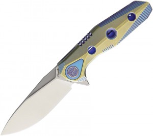 Rike Knives Thor 4 Framelock M390 folding knife gold/blue