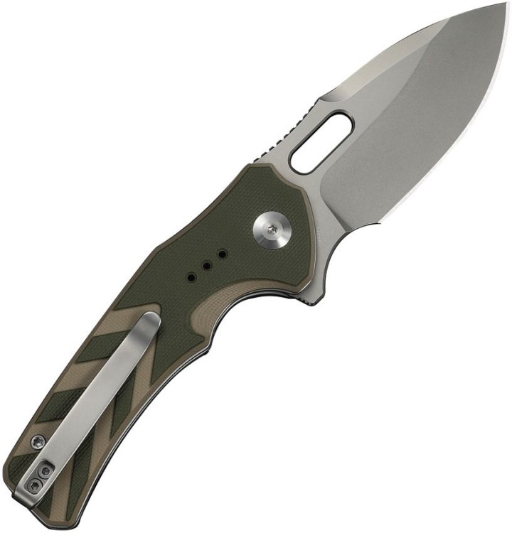 Cuchillo Cuchillo plegable | Navajas CIVIVI Vexron 14C28N Milled Green & Tan G10 Stonewash