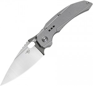Bestech Knives Exploit S35VN Satin Drop Point Blade, Gray Titanium 