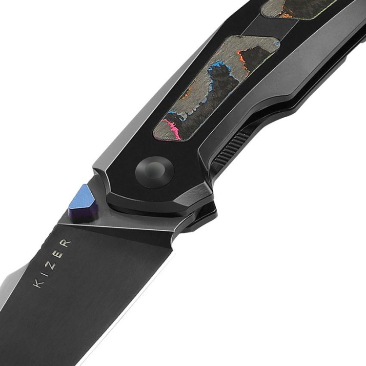 Cuchillo Cuchillo plegable | Navajas Kizer Cutlery Feweed | Titanium & 80s Camo Carbon | S45VN 