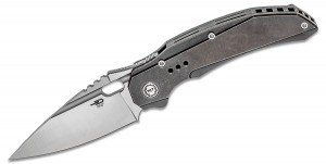 Bestech Knives Exploit S35VN Satin Drop Point Blade, Black Stonewashed Titanium