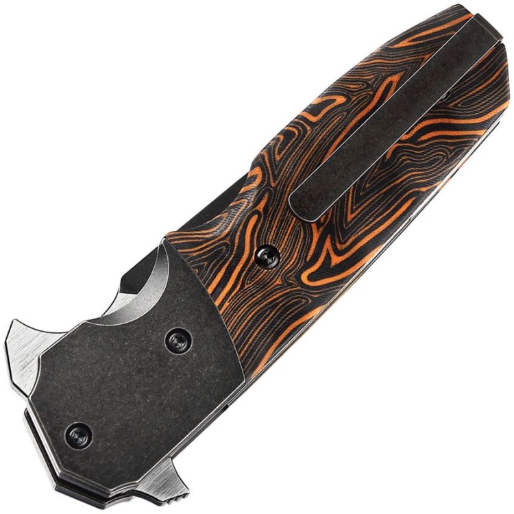 Bestech Knives Jason Clark Freefall S35VN Black Stonewashed  Blade, Orange/Black G10 Handles with Black Stonewashed Titanium Bolsters
