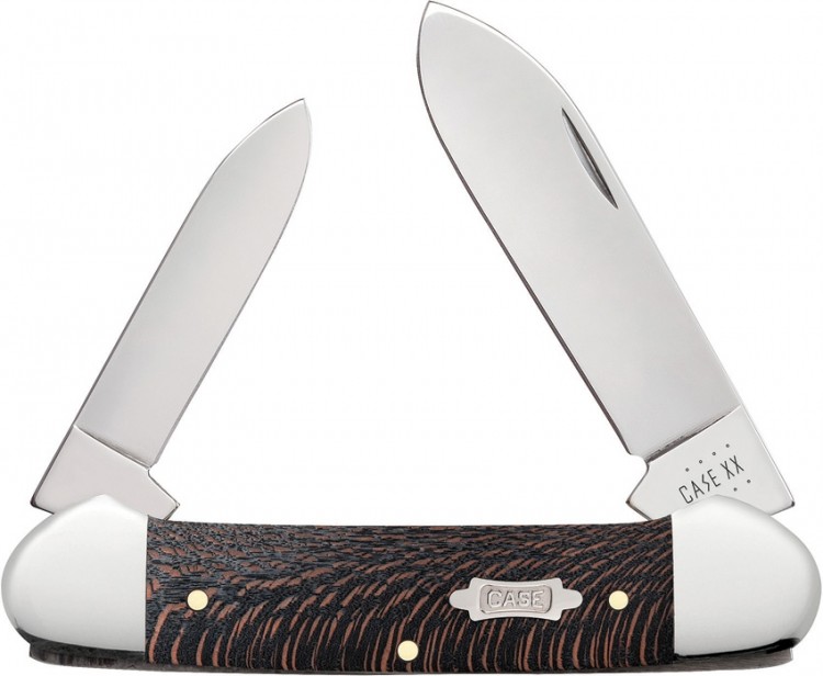 Cuchillo Case Cutlery Black Sycamore Wood Smooth Canoe pocket knife 25574