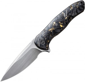 We Knife Company 2009A Limited Edition Kitefin CPM-20CV Golden Shred Carbon Fiber and Bronze Titanium Handles