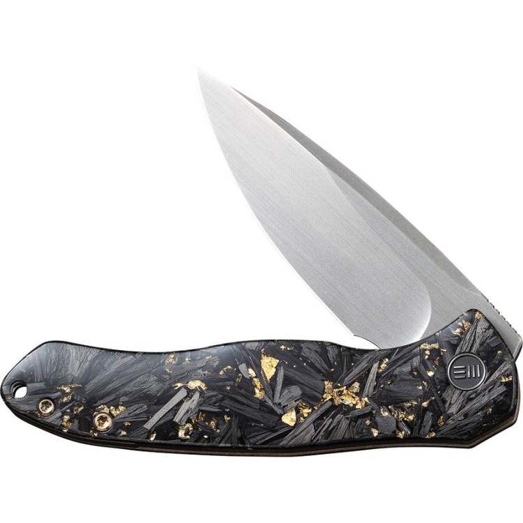 salvos.eu
 We Knife Company 2009A Limited Edition Kitefin CPM-20CV Golden Shred Carbon Fiber and Bronze Titanium Handles