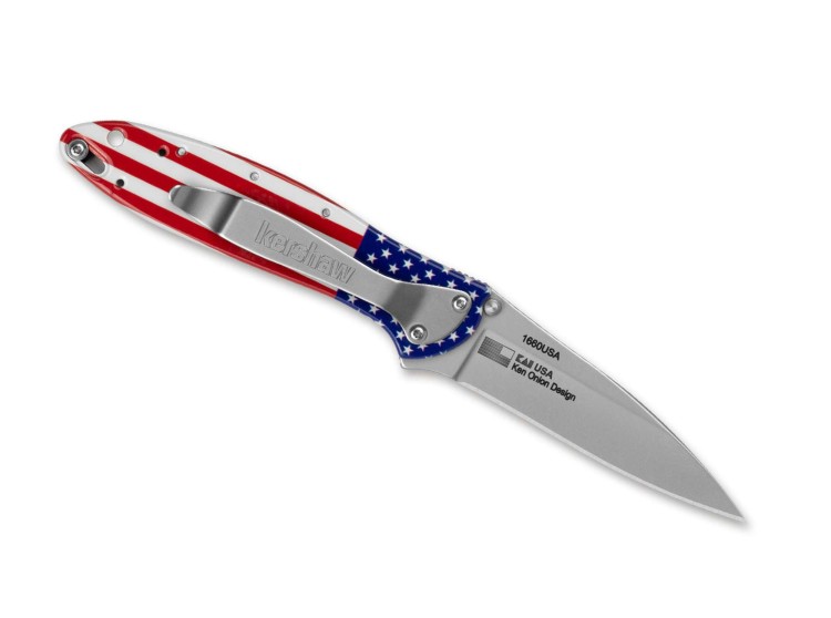 Cuchillo Cuchillo plegable | Navajas Kershaw Leek Aluminum | USA Flag